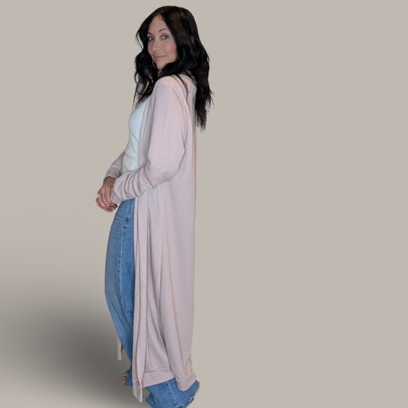 Dusty Pink Floor Length Duster Sweater - Large - Picture 4 of 8
